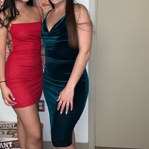 Dark green velvet dress from Lulus